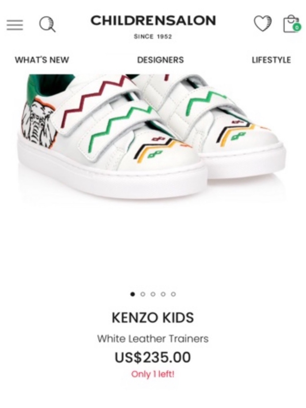 Kenzo Kids White Leather Trainers with elephant Embroidery